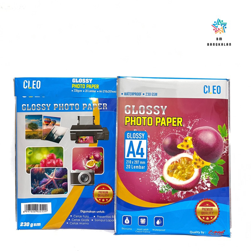 Jual Kertas Glossy Photo Paper Cleo By E Print 230 Gsm A4 Isi 20 Lembar