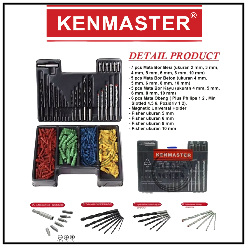 Jual Kenmaster Mata Bor Set Besi Kayu Tembok Beton Dan Mata Obeng C Original Shopee Indonesia