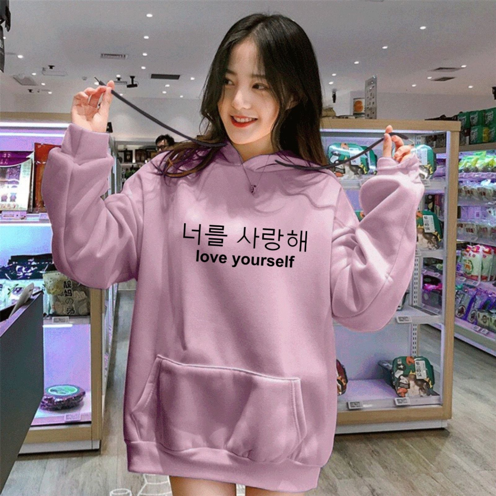 Hoodie Love Yourself Korean Style Casual Sweater Unisex Size L XXL