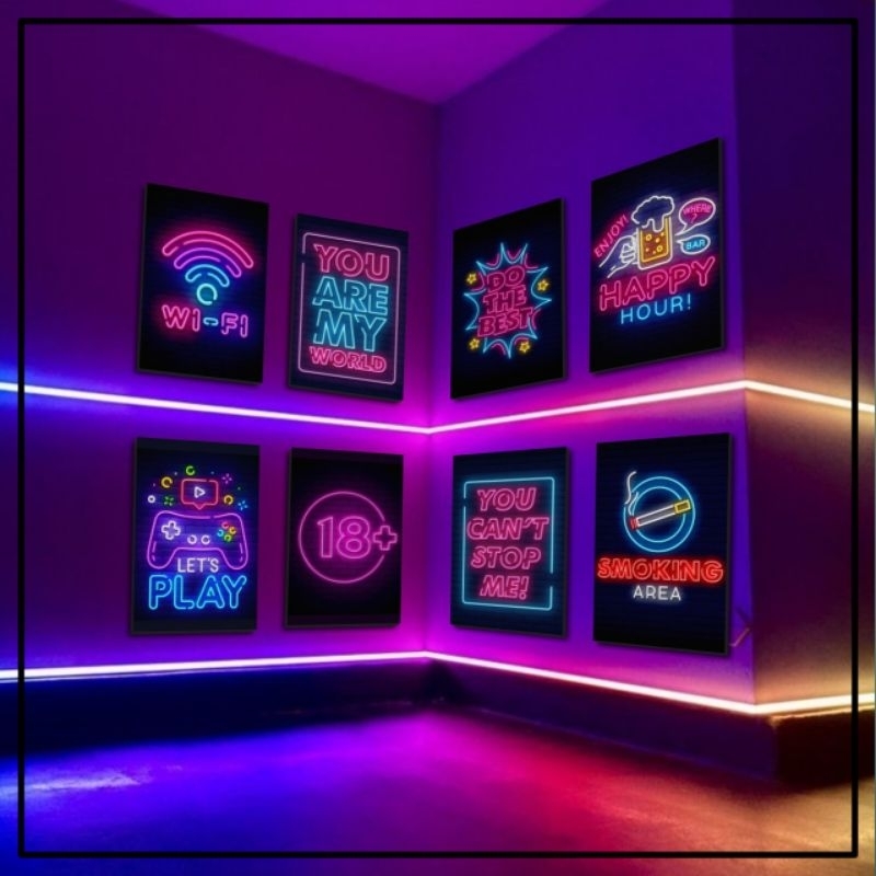 Jual Hiasan Dinding Poster Kayu Neon Tulisan Menyala 20x30cm Pajangan