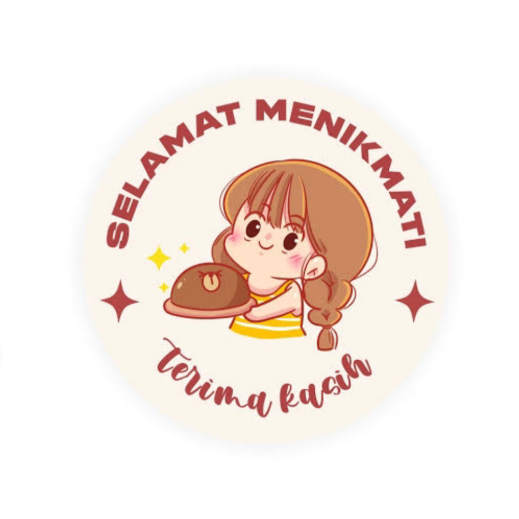 Jual 500 Pcs Stiker Selamat Menikmati Sticker Bulat Roll Makanan Kue Thank You Terima Kasih 8357