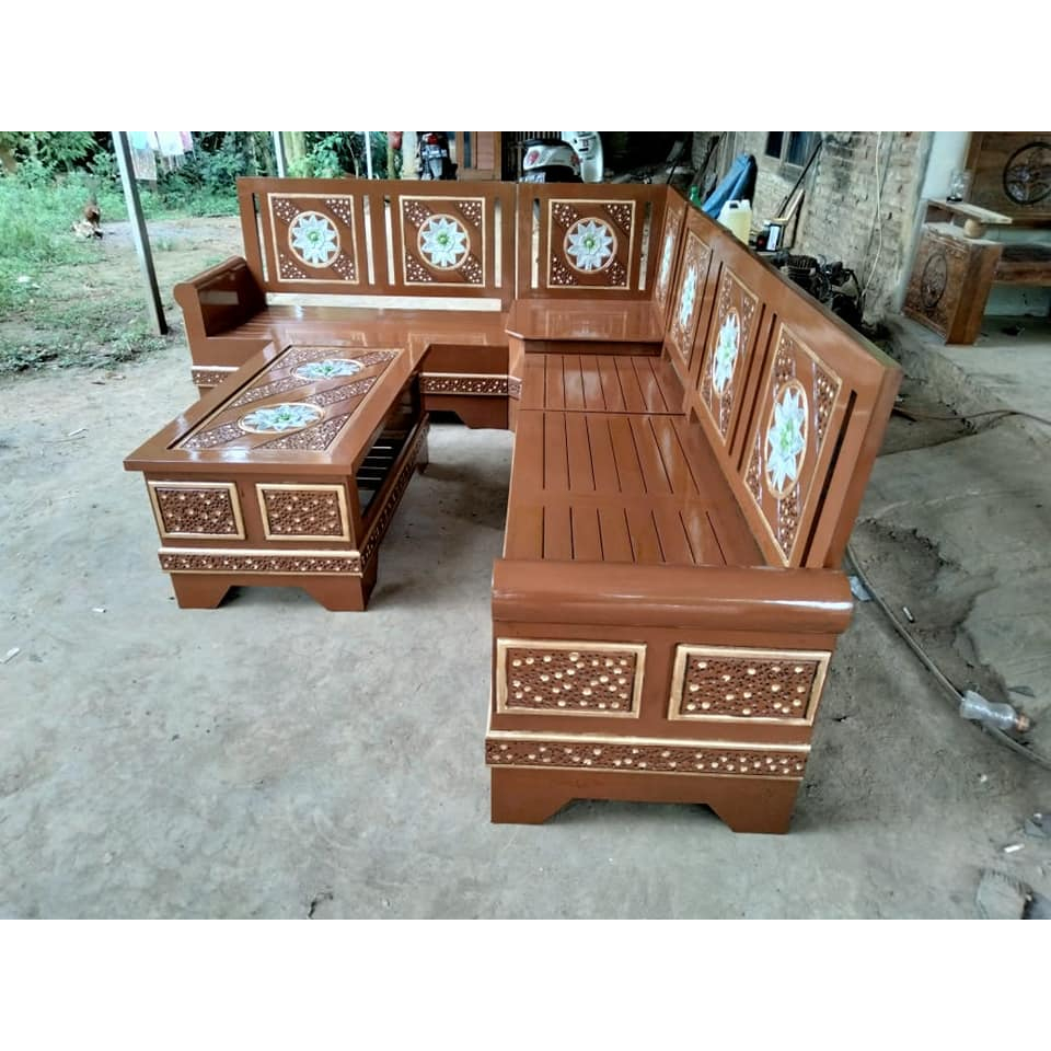 Jual Kursi Sudut Kayu Jati Gelong Minimalis Kayu Jati Shopee Indonesia