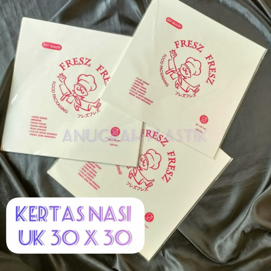 Jual Kertas bungkus nasi uk 30 x 30 / paper rice putih polos PER PACK ...