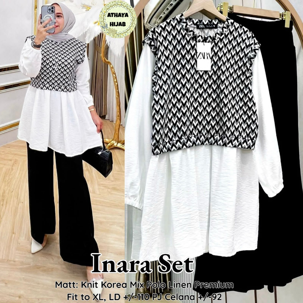 Jual INARA SET BY ATHAYA / SETELAN WANITA BAHAN KNIT KOREA MIX POLO ...