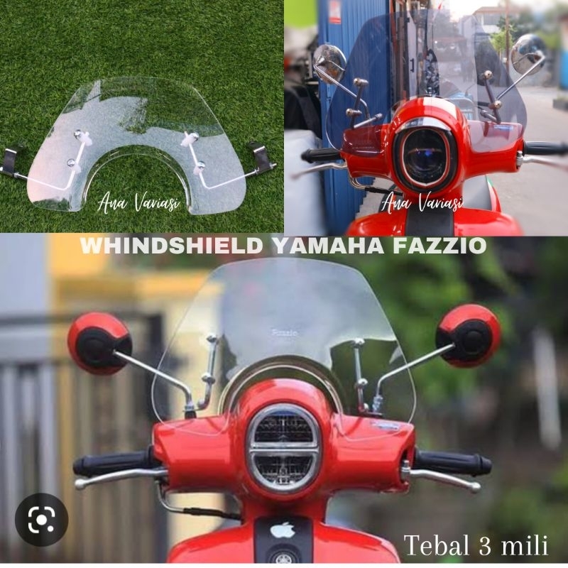 Visor Yamaha Fazzio Sett Breket  Whindshield Fazzio Akrilik 3 Mili Winsil Fazzio Breket visor Fazio