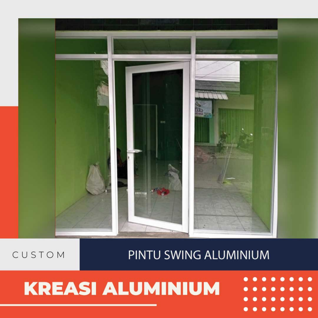 Jual Pintu Aluminium Kaca Swing Satu Daun Kiri Kanan Kaca Mati Ukuran L Xt Shopee Indonesia