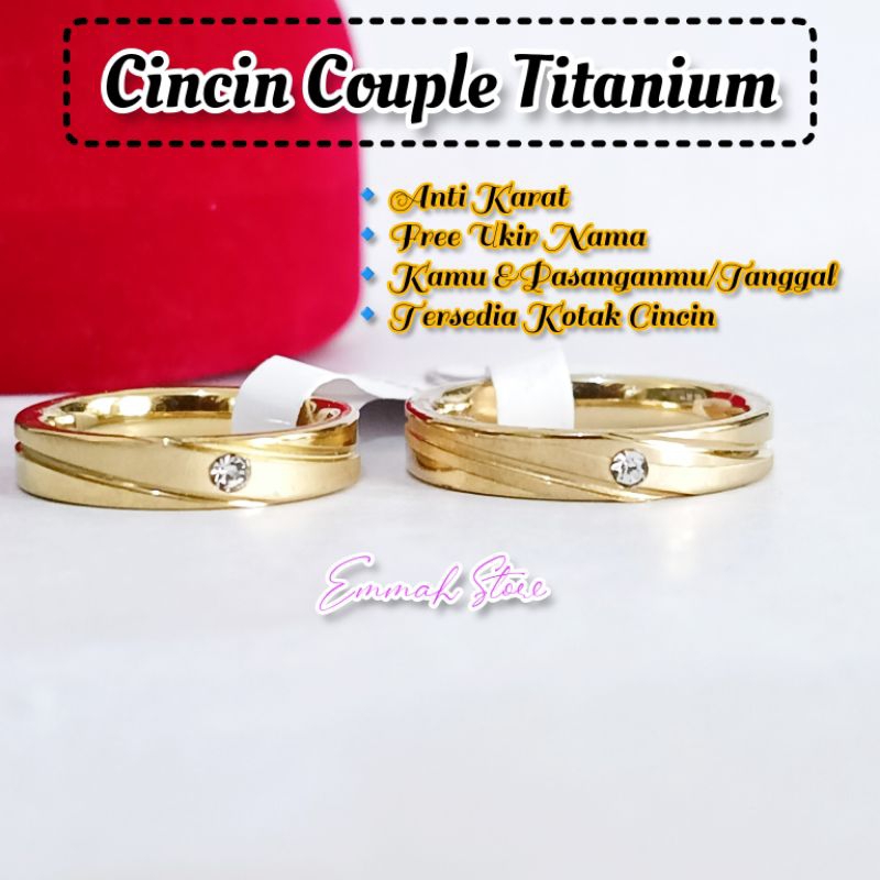 Jual Cincin Titanium Couple Ukir Nama Pasangan Tunangan Nikah Anti ...