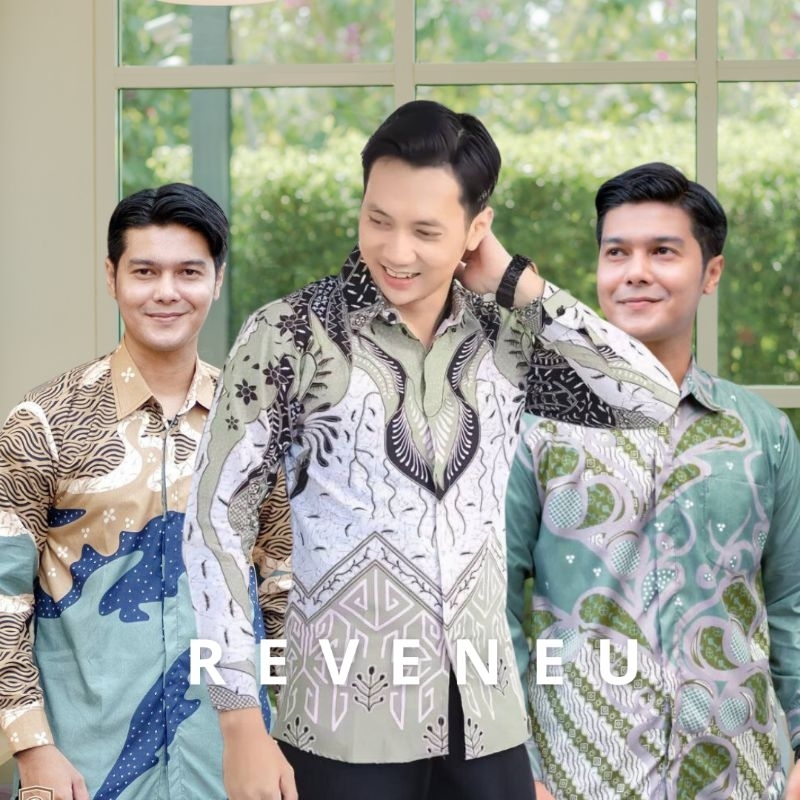 Jual Kemeja Batik Pria Lengan Panjang Sage Green Modis Slim Fit Kode