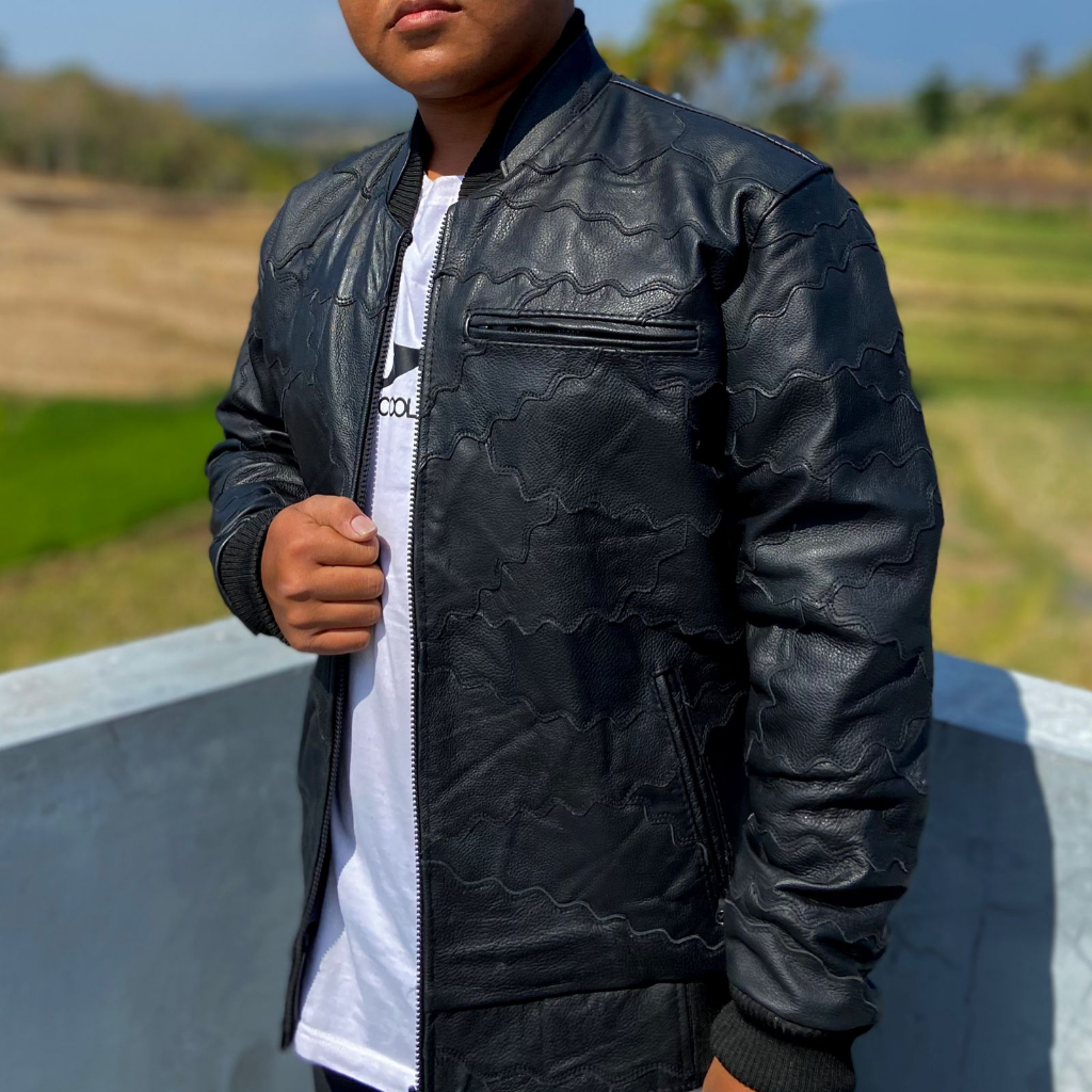 Jual Jaket Kulit Domba Asli Pria Elegant Model BOMBER BATIK Sambungan ...