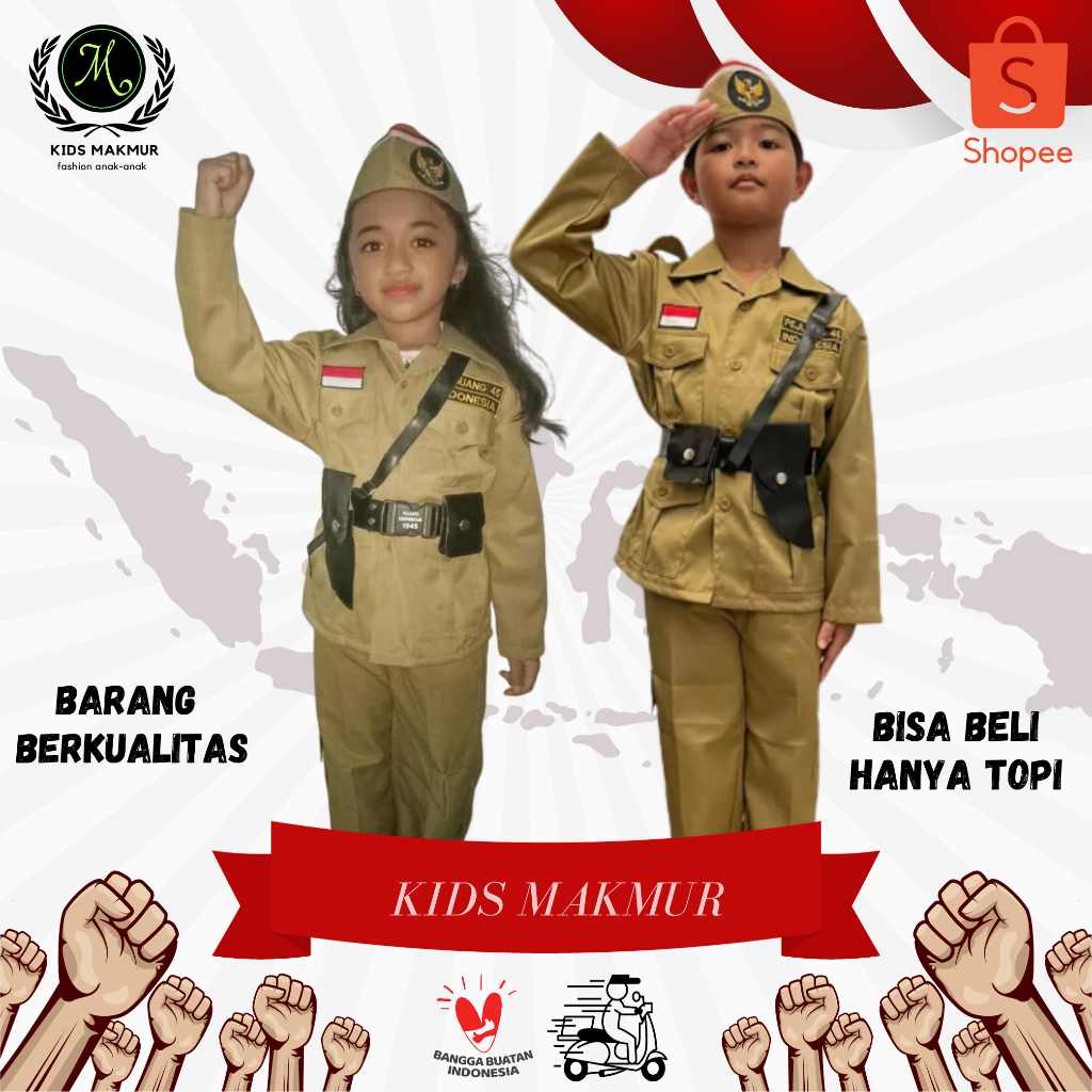 Jual baju pahlawan anak laki baju pahlawan anak perempuan kostum