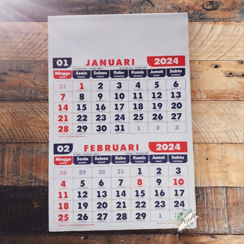 Jual Kalender Dinding Dwi Bulan 2024 Shopee Indonesia 1358