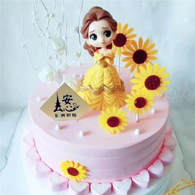 Jual Topper Princess Belle Kuning Hiasan Kue Ulang tahun/warna kuning ...
