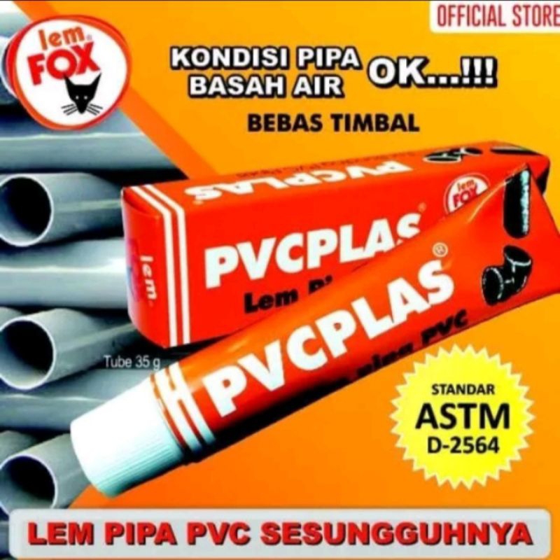 Jual LEM PIPA PARALON PVC PLAS FOX 35 GRAM | Shopee Indonesia