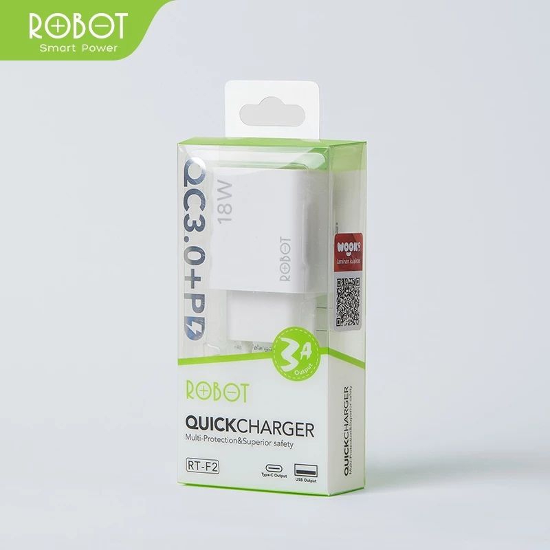 Jual ROBOT Dual Port Charger Quick Charging RT-F2 Micro USB Type-C Dual ...