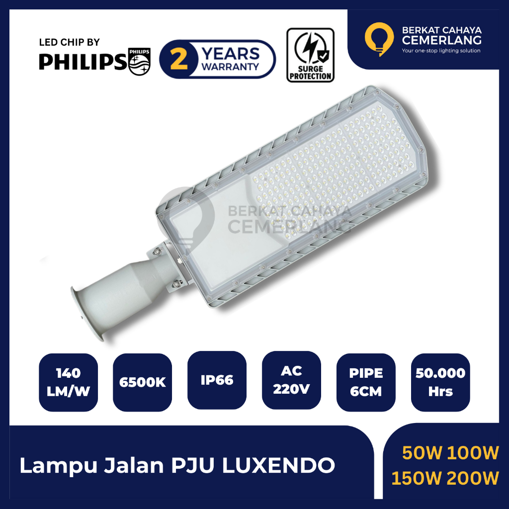 Jual Lampu Jalan Pju Luxendo Model Philips Brp121 50w 100w 150w 200w