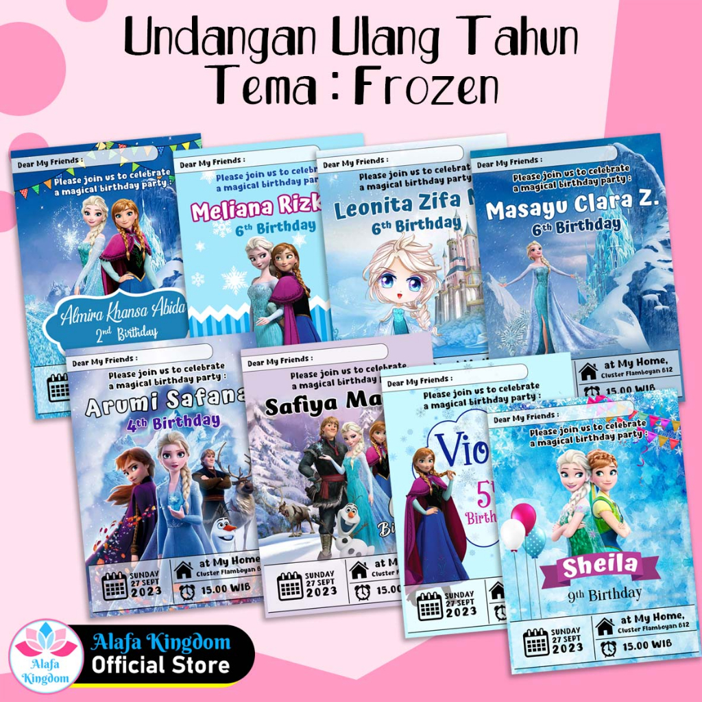 Jual alafakingdom - Undangan Ultah Ulang Tahun Anak Frozen / Birthday