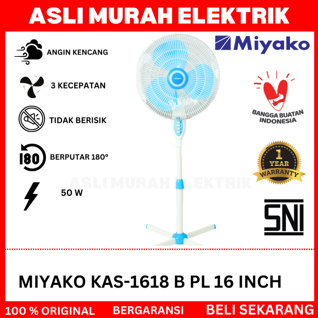 Jual Stand Fan Miyako KAS-1618 B PL 16 Inch//Kipas Angin Miyako KAS ...