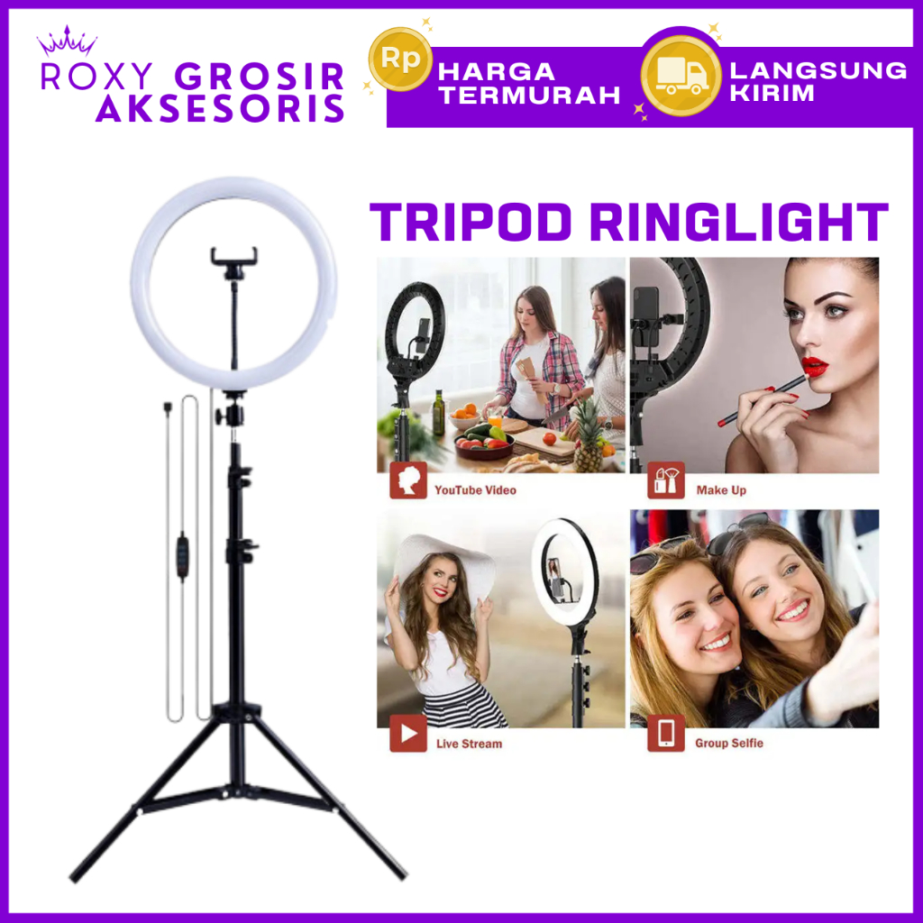 Jual Tripod Ringlight Paket Tripod Lampu Lengkap Tripod Meter Ringlight Cm Free Holder