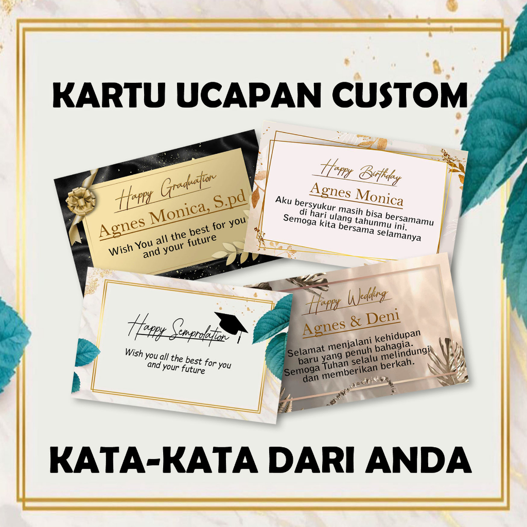 Jual Kartu Ucapan Custom Elegan Mewah Request kata kata dari anda