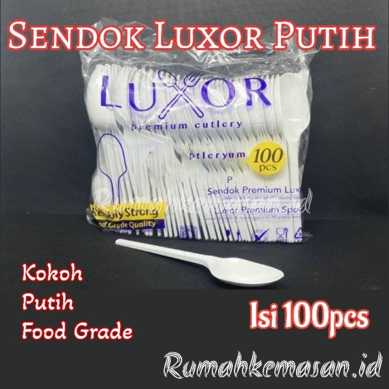 Jual [100pcs] Sendok Makan Plastik Dan Garpu Makan Plastik Luxor Putih