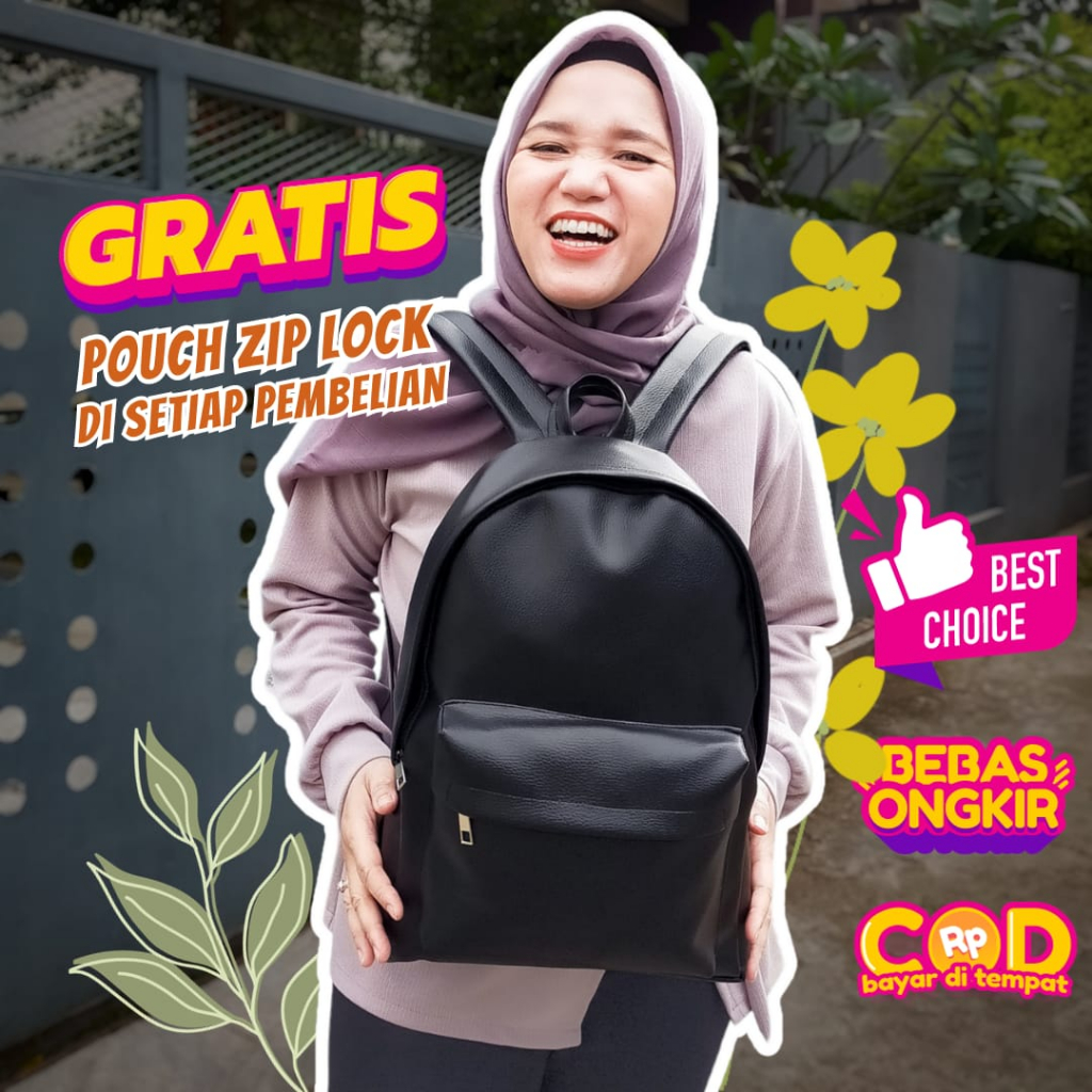 Jual TAS RANSEL KULIT WANITA ELIO HITAM // taskanvasbdg - Backpack