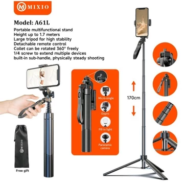 MIXIO A61L 170CM Tongsis Tripod Bluetooth Remote Selfie Stick Hand Stabilizer