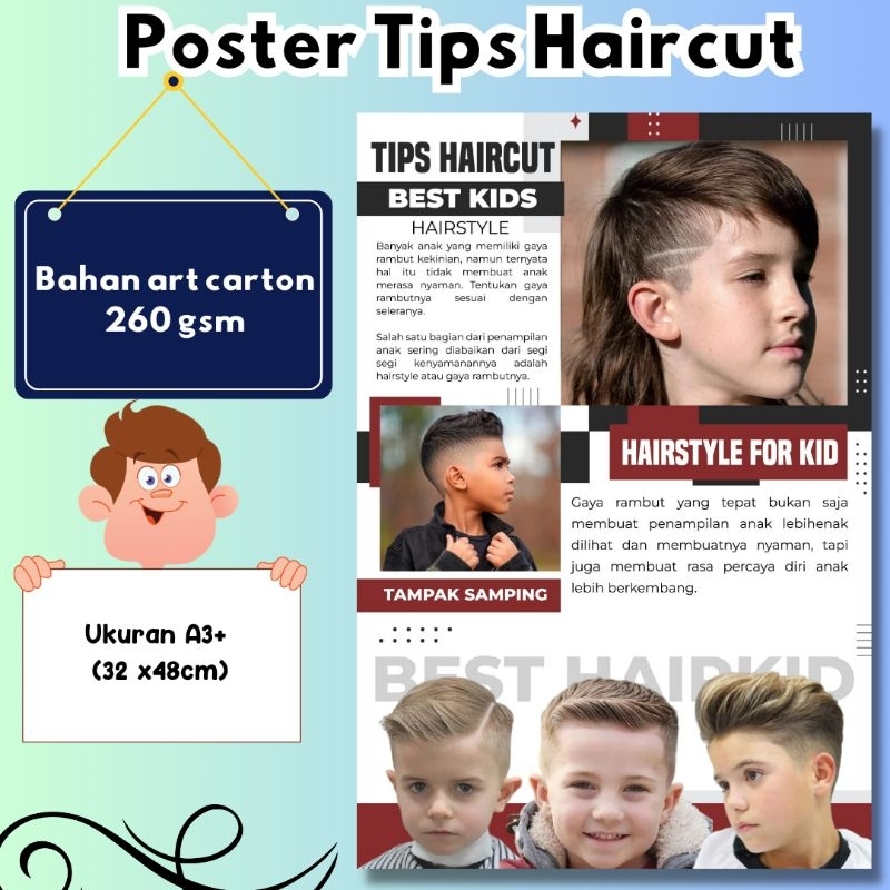Jual Poster tips haircut poster edukasi poster barbershop poster ...