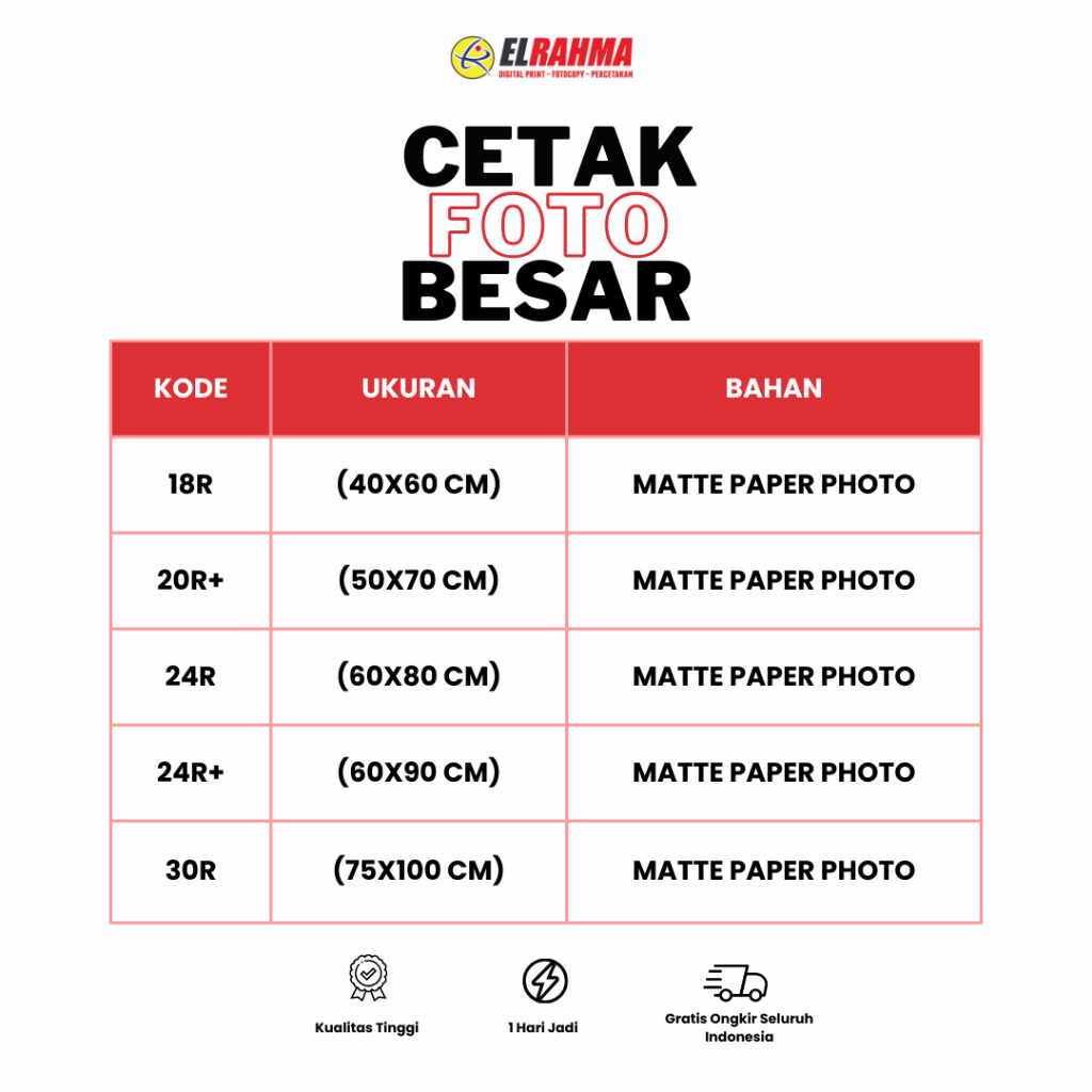 Jual Sehari Jadi Cetak Foto Ukuran Besar Atau Jumbo 18r 20r 24r 24r 30r Cetak Foto 7153