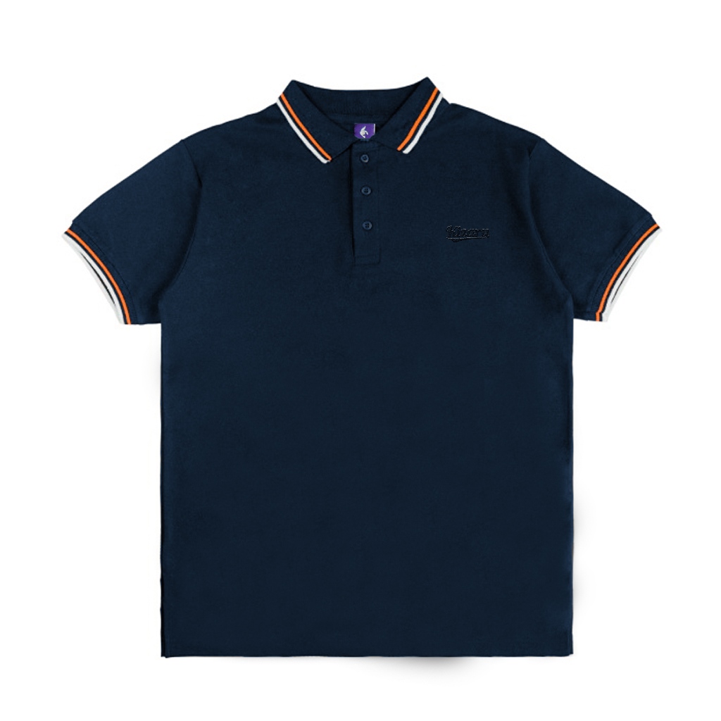 KIZARU Kaos Polo Kerah Strip Pria SEIKEN Navy
