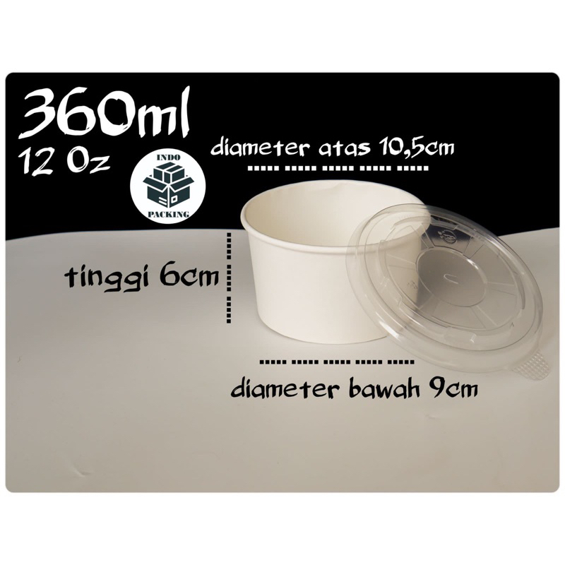Jual (isi 25) Paper Bowl Ivory 360ml 360 ml 12oz 12 Oz / Mangkuk Kertas ...