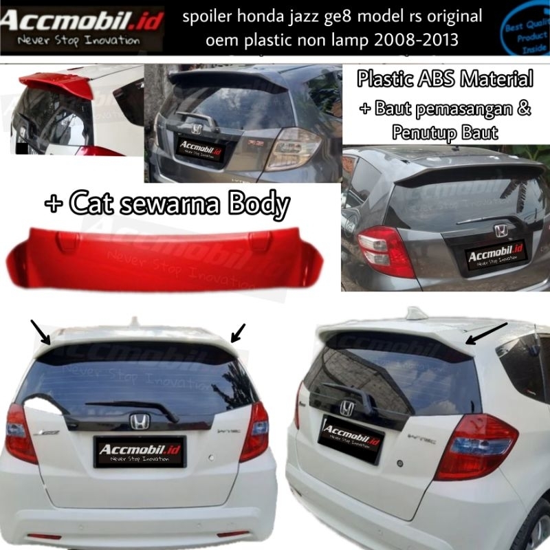 Jual spoiler honda jazz fit rs ge8 model original oem rs 2008-2013 non ...