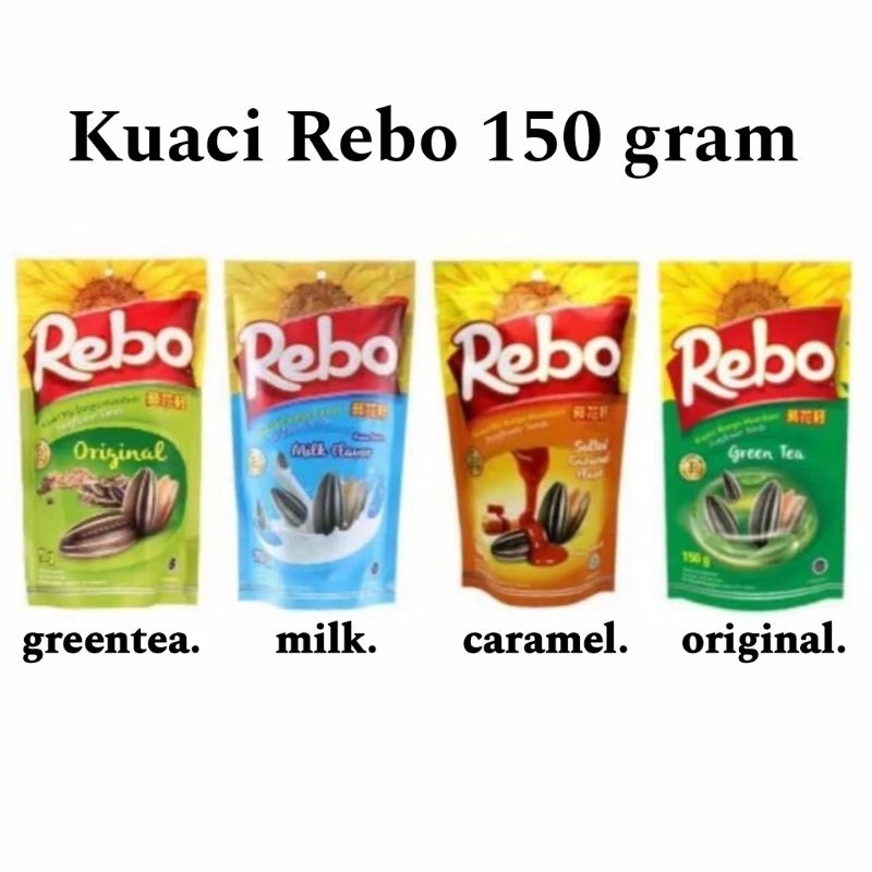 Jual Kuaci Rebo 150 Gram Murah All Varian Caramel Original Greentea