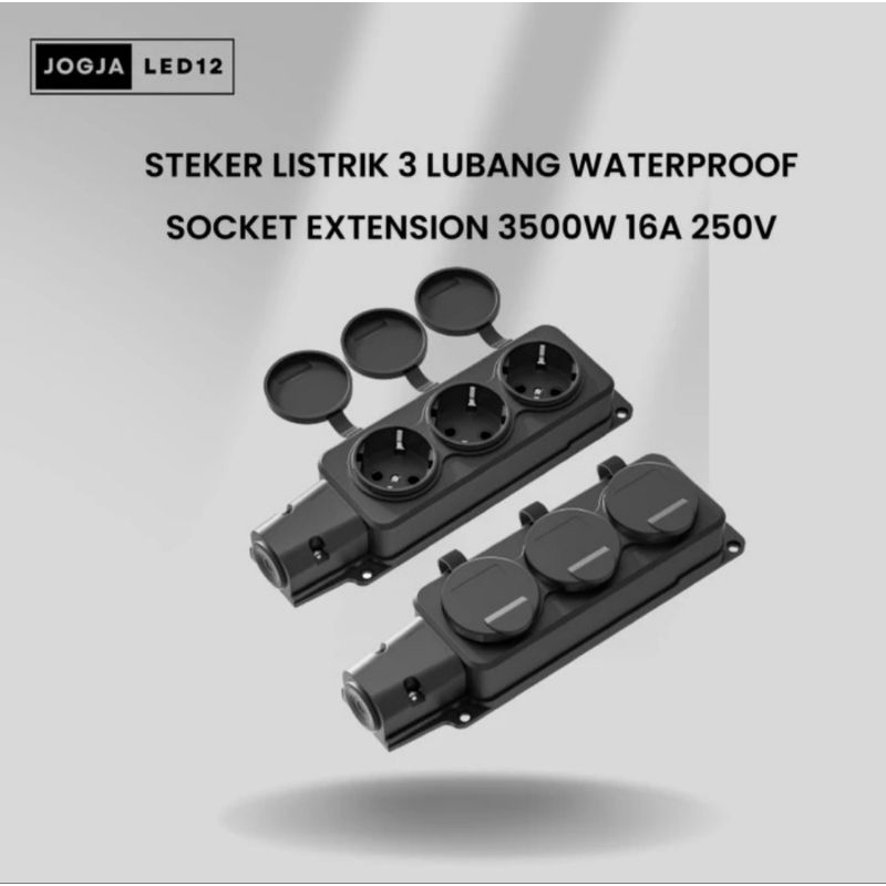 Jual Steker Listrik 3 Lubang Waterproof Socket Extension 3500W 16A ...