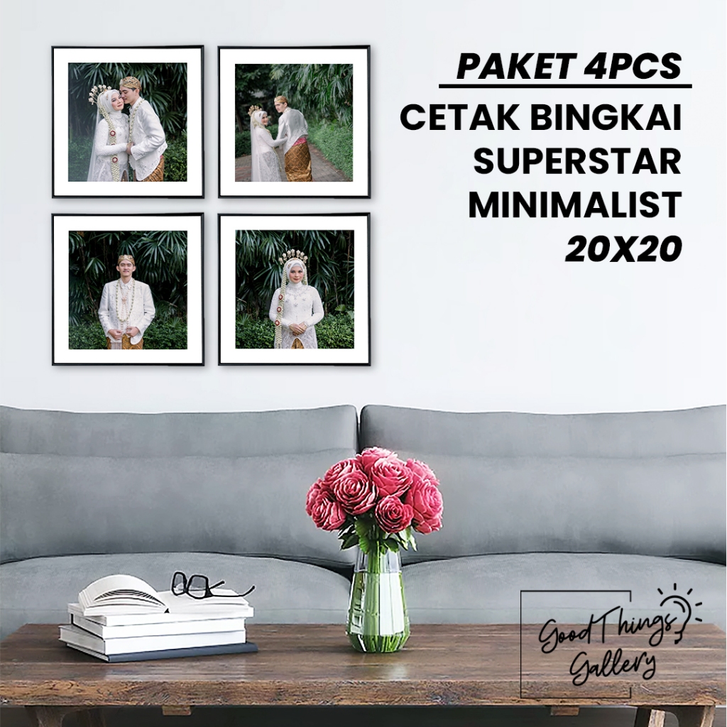 Jual PAKET 4 FOTO Dan BINGKAI SUPERSTAR MINIMALIST UKURAN 20X20 Putih ...