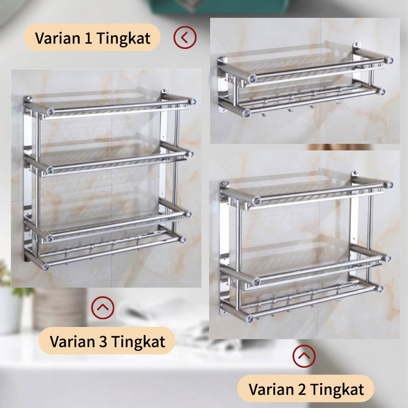 Jual Rak Kamar Mandi Dinding Rak Bumbu Dapur Stainless Steel Rak Tempel