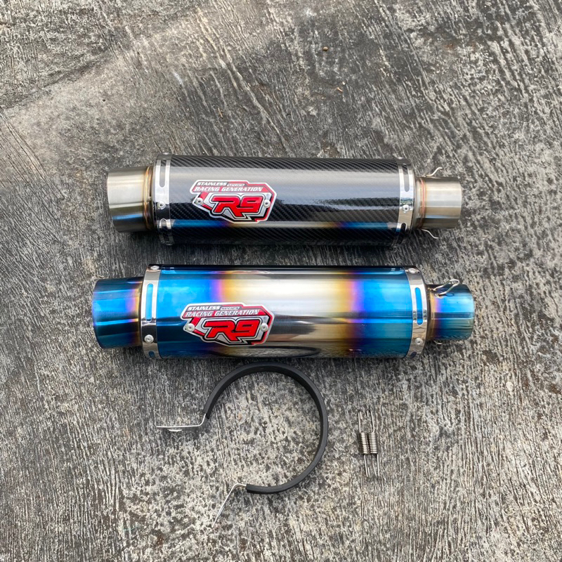 Jual Knalpot Racing R9 Mugello Biru Karbon Inlet 50 Mm Silincer Only ...