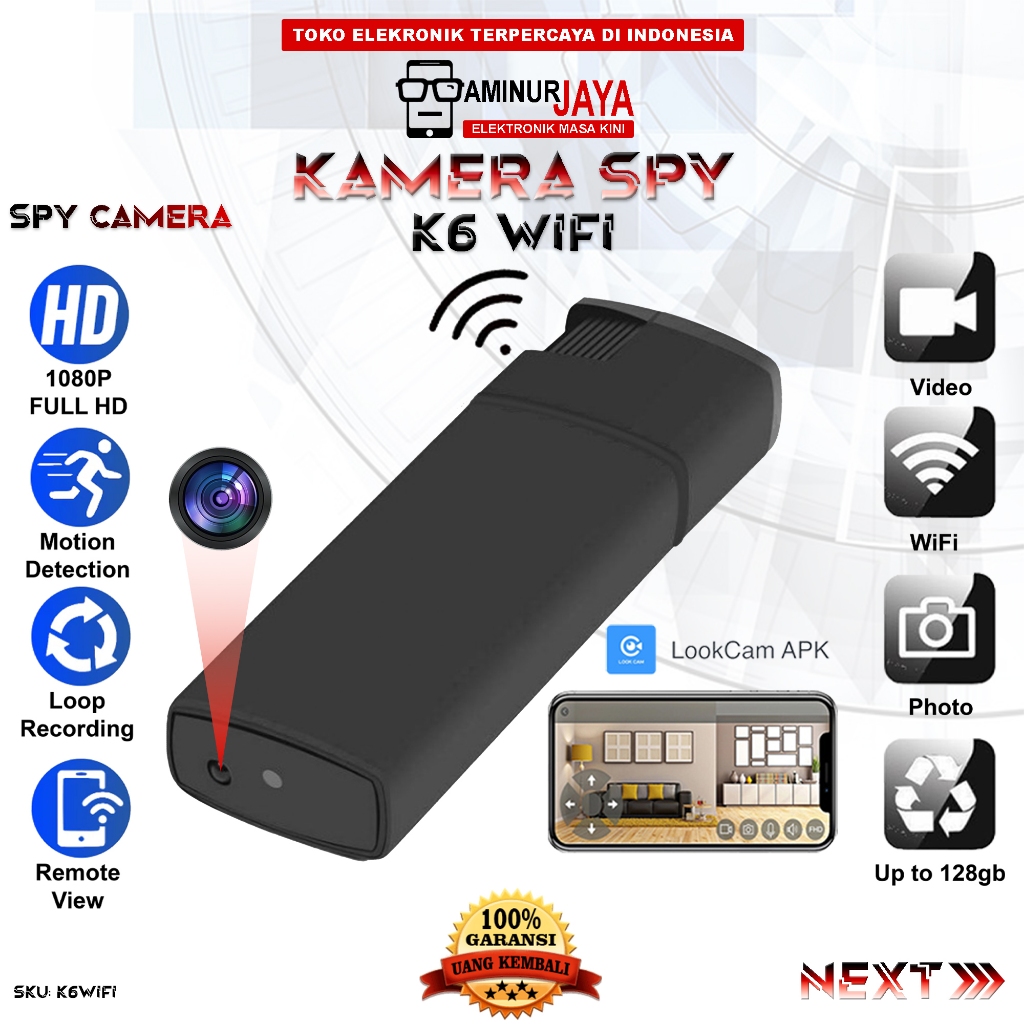 Jual Hidden Spycam Camera Korek Elektrik Lighter K6 Wifi Full HD 1080P ...