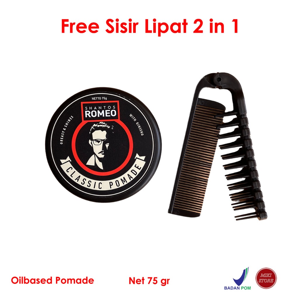 Jual Shantos Romeo Classic Pomade Rambut Basah Sepanjang Hari 75gr ...