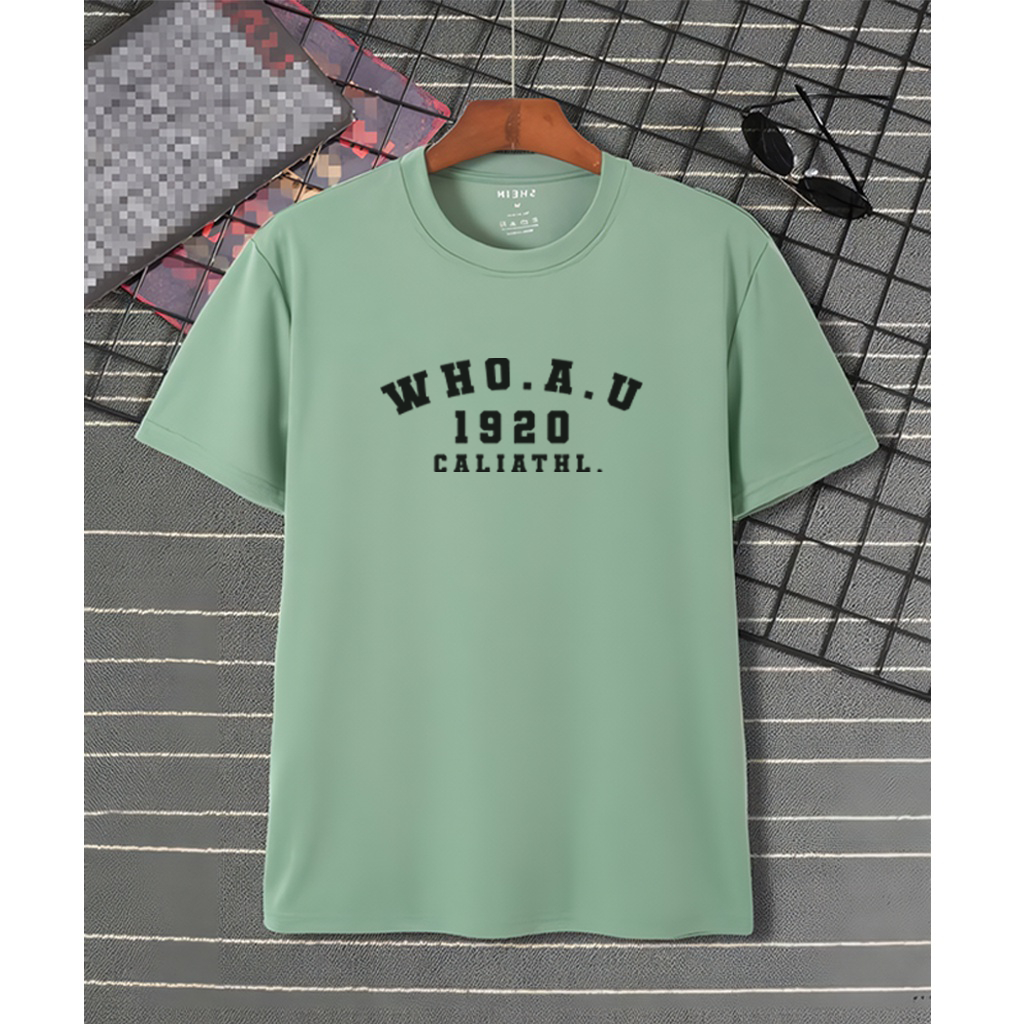 Jual Kaos Pria Warna Sage Green Motif Simple WHO.A.U 1920 Unisex
