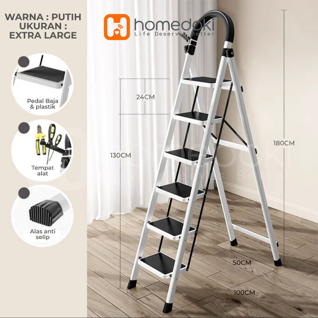 Jual Homedoki Tangga Rumah Lipat Tangga Besi Lipat 3/4 Step Household ...