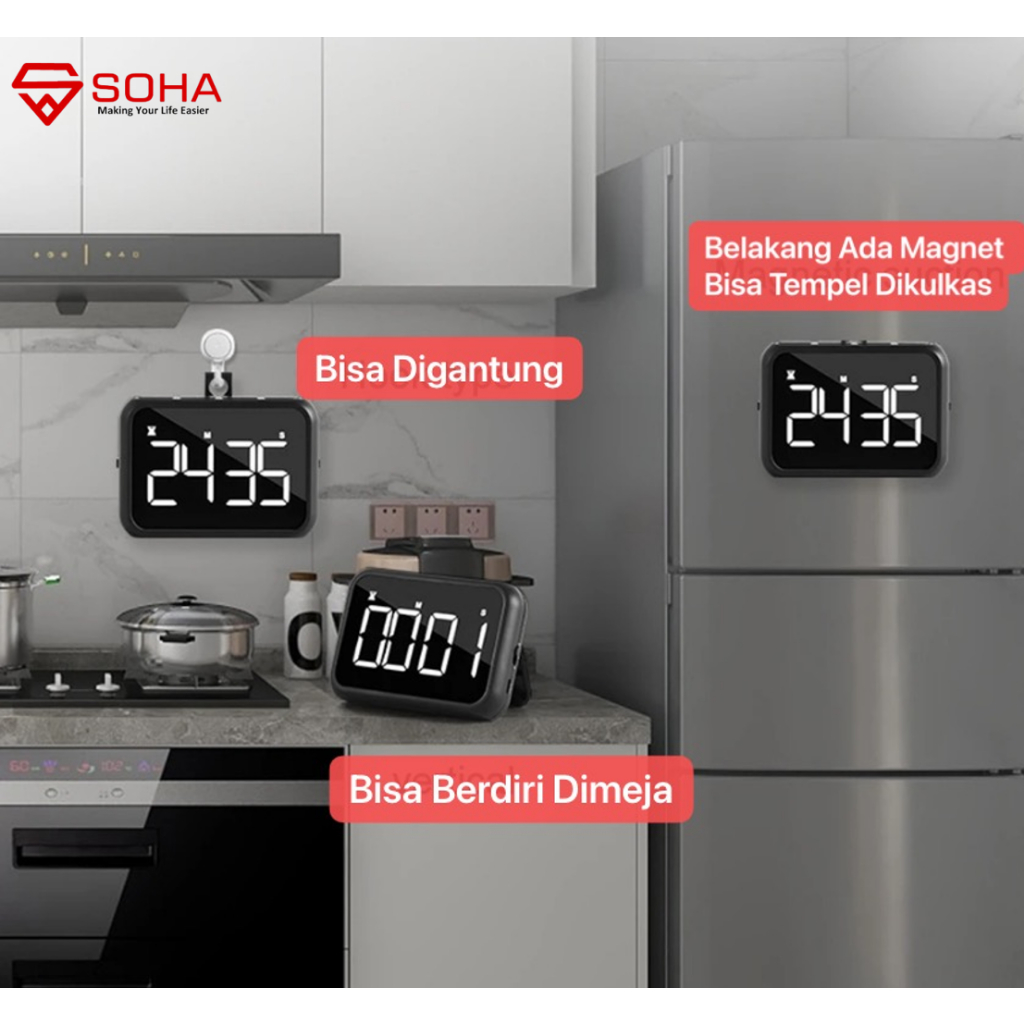 Jual JD-12 Alarm Hitung Mundur Clock Stopwatch Kitchen Digital Kichen ...