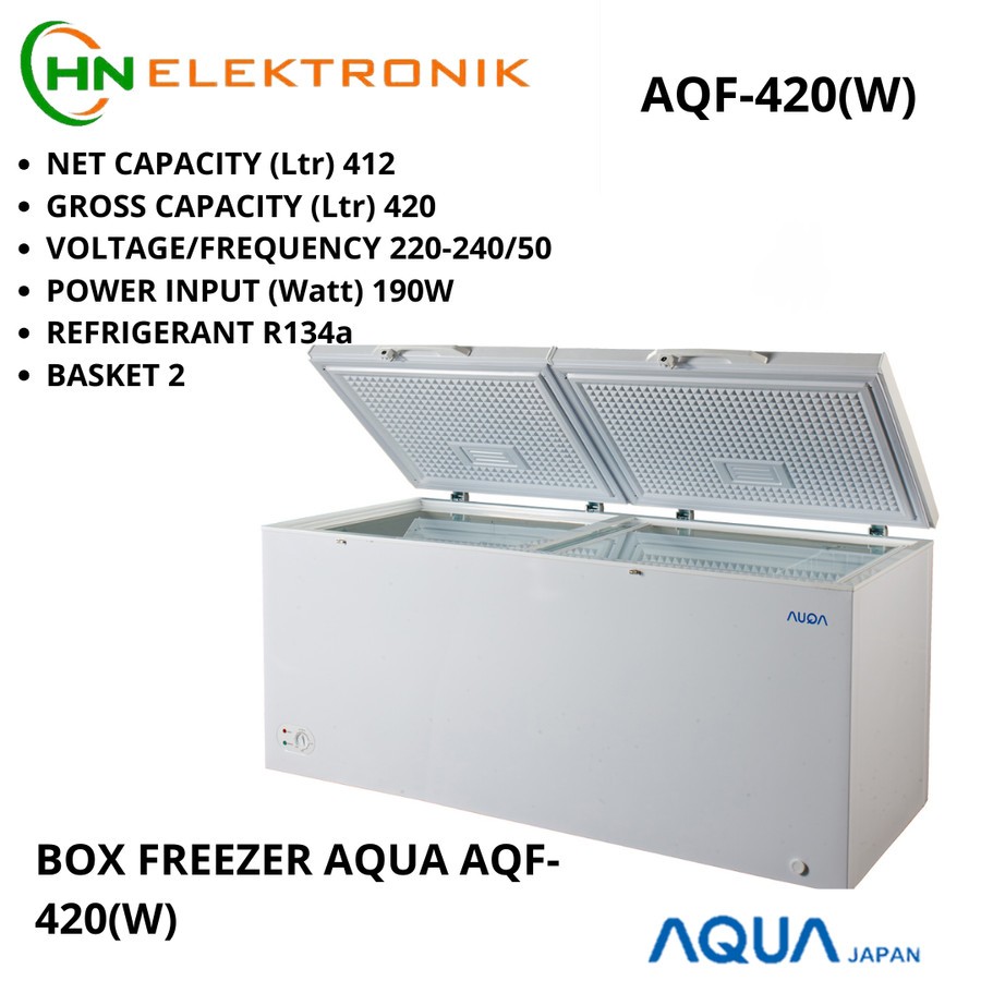 Jual CHEST FREEZER BOX AQUA AQF 420 W 400LITER | Shopee Indonesia