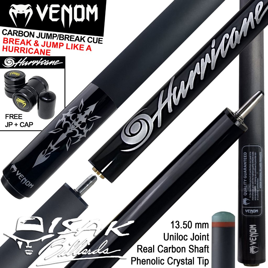 Jual Venom Carbon JB Cue Hurricane Black - 13.5mm Jump Break Stick