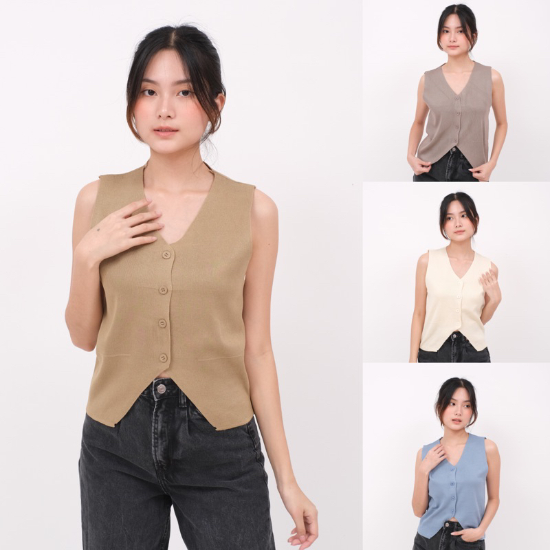 ROMPI RAJUT LACE VEST RENDA LACE CROP TOP MOTIF CORAK