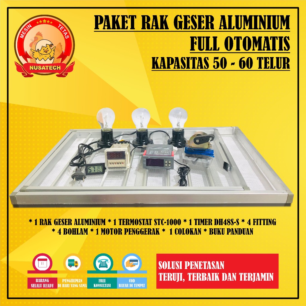 Jual Paket Rak Geser Aluminium Full Otomatis Kapasitas 50 Butir Telur ...