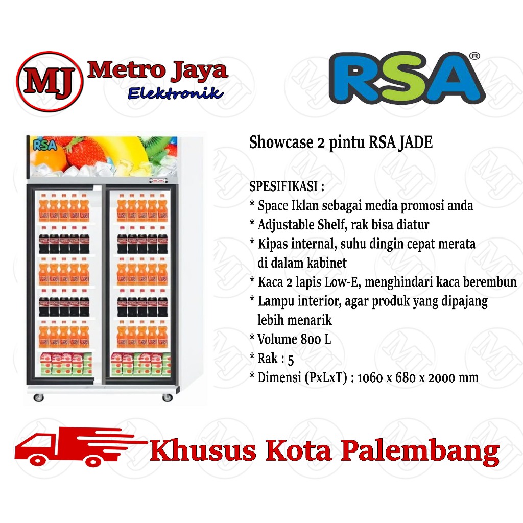 Jual Showcase RSA JADE pendingin minuman 2 pintu 800 liter 5 Rak ...