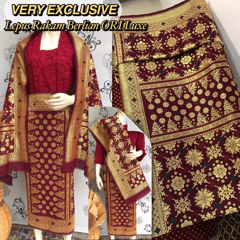 Jual Songket Lepus Rakam Berlian ORI Luxe Merah Gold-Asli Tenun Tangan ...