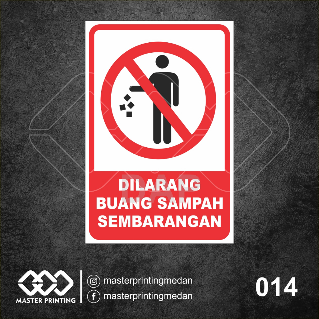 Jual Stiker Dilarang Buang Sampah Sembarangan Sticker Vinyl Tahan Air Termurah Dan