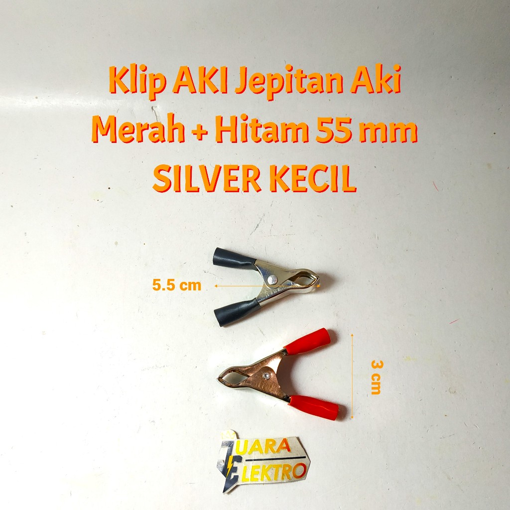 Jual Klip AKI Jepitan Aki Merah + Hitam 55 mm SILVER KECIL (1 SET