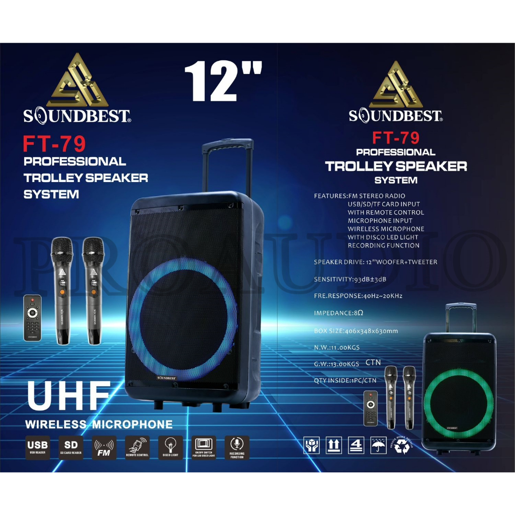 Jual SPEAKER PORTABLE WIRELESS SOUNDBEST FT-79 FT 79 FT79 SPEAKER 12 ...